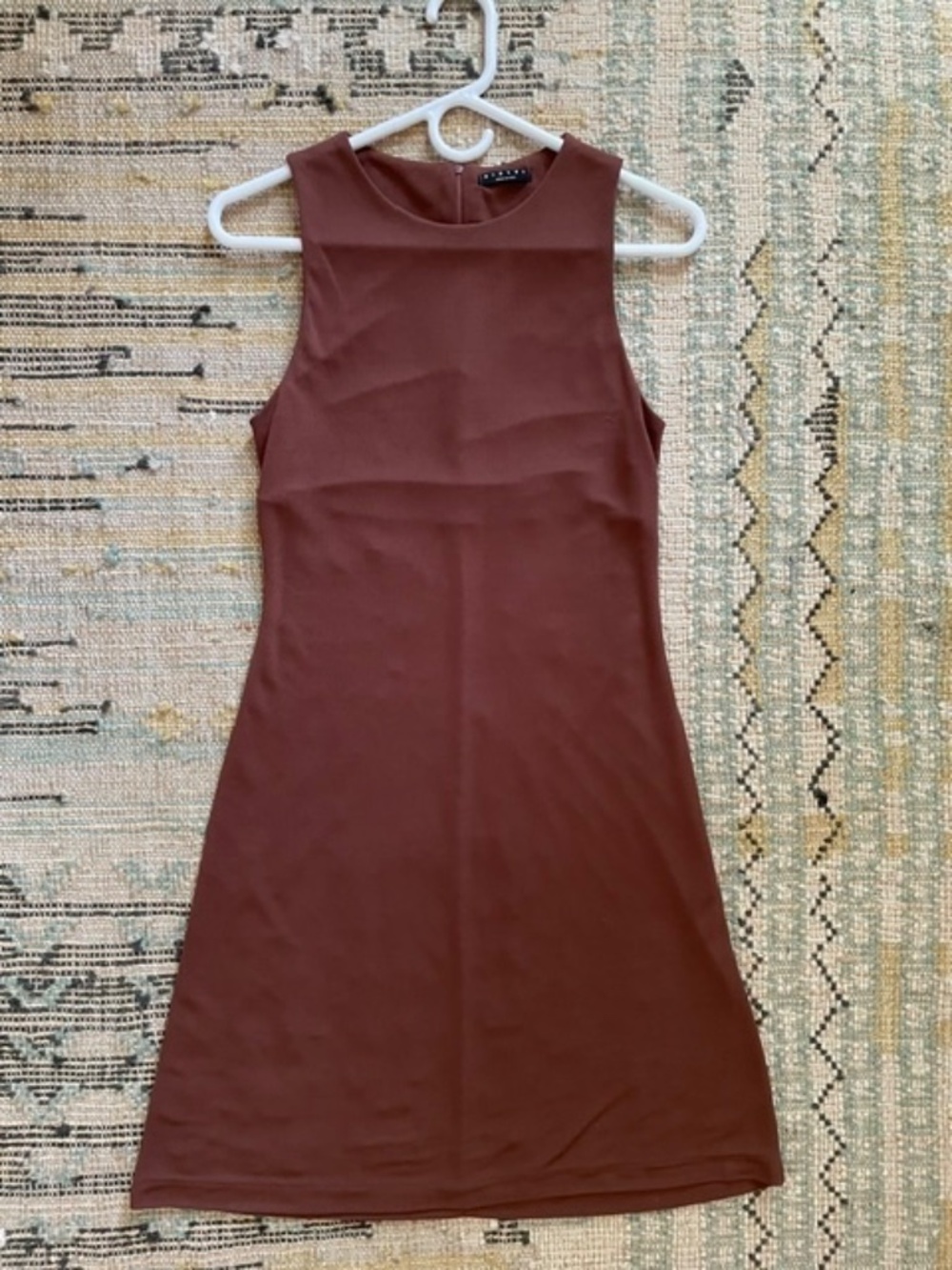 Sisley knee length dress, size small, brown, flown, fitted silhouette, Italy